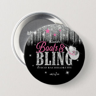 Boots 'n Bling Disco Bachelorette ID925 Ronde Button 7,6 Cm