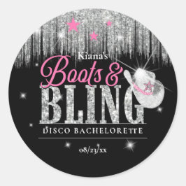 Boots 'n Bling Disco Bachelorette ID925 Ronde Sticker