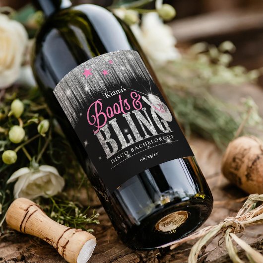 Boots 'n Bling Disco Bachelorette ID925 Wijn Etiket