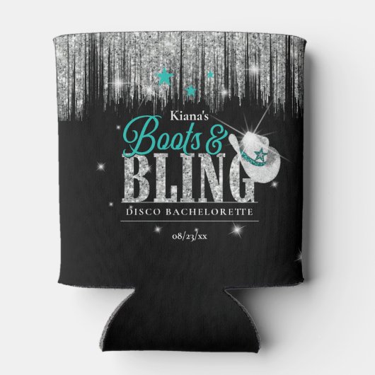 Boots 'n Bling Disco Bachelorette Teal ID925 Blikjeskoeler (Achterkant)