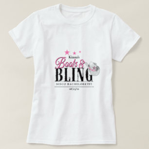 Boots 'n Bling Disco Bachelorette Wht ID925 T-shirt