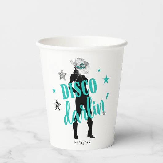 Boots 'n Bling Disco Darlin' Blauwgroen ID925 Papieren Bekers (Achterkant)