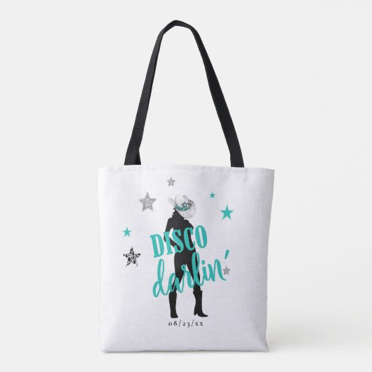 Boots 'n Bling Disco Darlin' Blauwgroen ID925 Tote Bag (Achterkant)