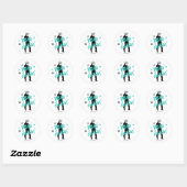 Boots 'n Bling Disco Darlin' Teal ID925  Ronde Sticker (Vel)