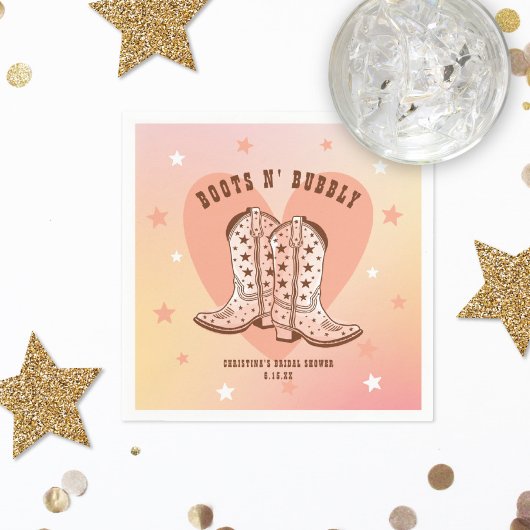 Boots N' Bubbly Cowboy Boots Heart Vrijgezellenfee Servet