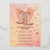 Boots N' Bubbly Fun Sparkly Western Vrijgezellenfe Folie Uitnodiging (Voorkant)