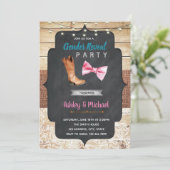 Boots of boeggender onthullen doucheuitnodiging kaart (Staand voorkant)