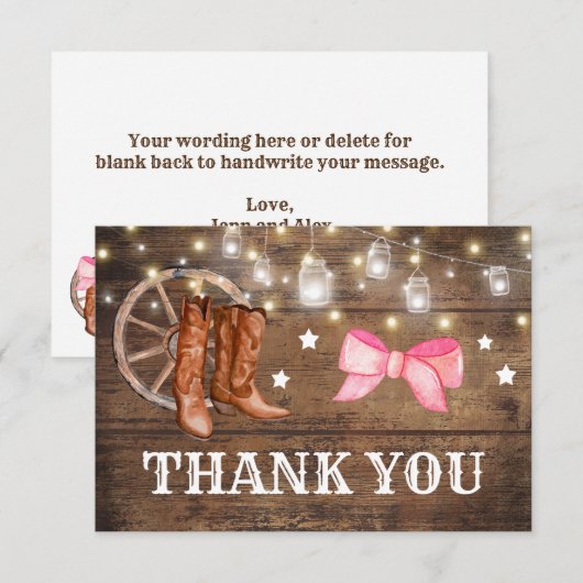 Boots of bogen bedankkaart (Voorkant / Achterkant)