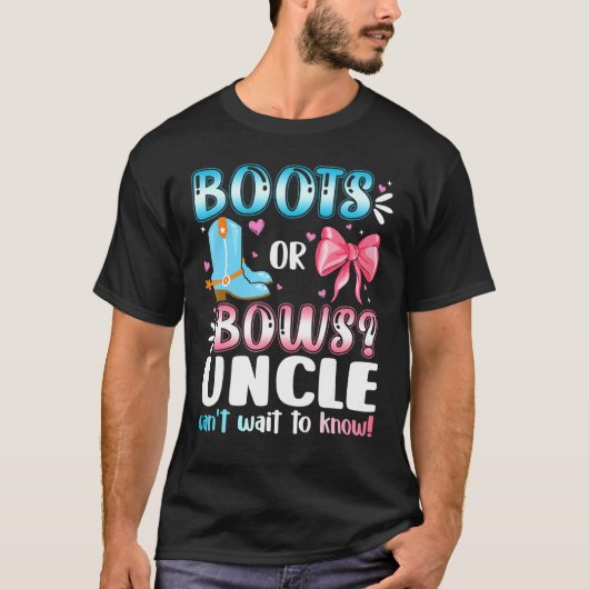 Boots of bogen oom Baby shower Preg onthullen T-shirt (Voorkant)
