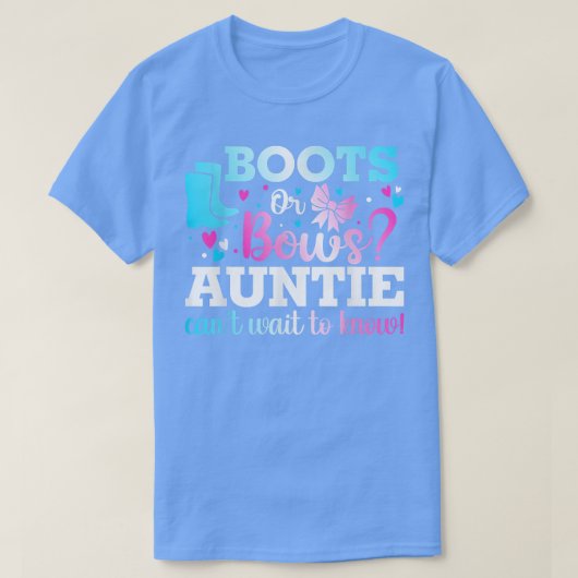 Boots of bows Auntie Gender onthullen Baby shower  T-shirt (Design voorkant)