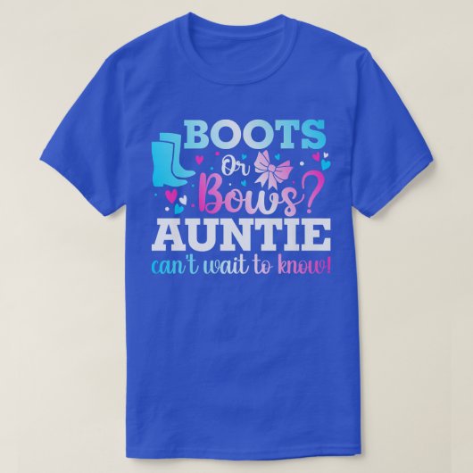 Boots of bows Auntie Gender onthullen Baby shower  T-shirt (Design voorkant)