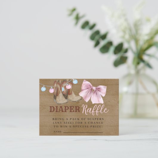 Boots of bows diaper raffle Enclosure Kaart. Informatiekaartje (Staand voorkant)
