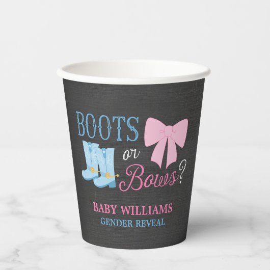 Boots of bows Gender Reopenbaart Party Papieren Bekers (Voorkant)