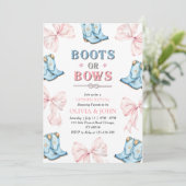 Boots of Bows Gender Reveal Invitation Kaart (Staand voorkant)