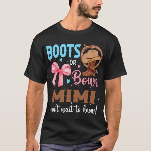 Boots of Bows Gender Reveal Party aankondiging van T-shirt (Voorkant)
