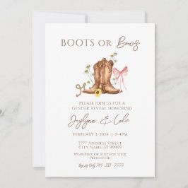 Boots of Bows Gender Reveal Party Invitation Kaart