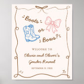 Boots of Bows Gender Reveal Welkomstbord Poster (Voorkant)