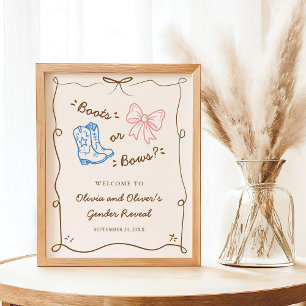 Boots of Bows Gender Reveal Welkomstbord Poster