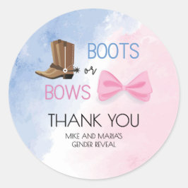 Boots of Bows geslacht onthulling feest stickers