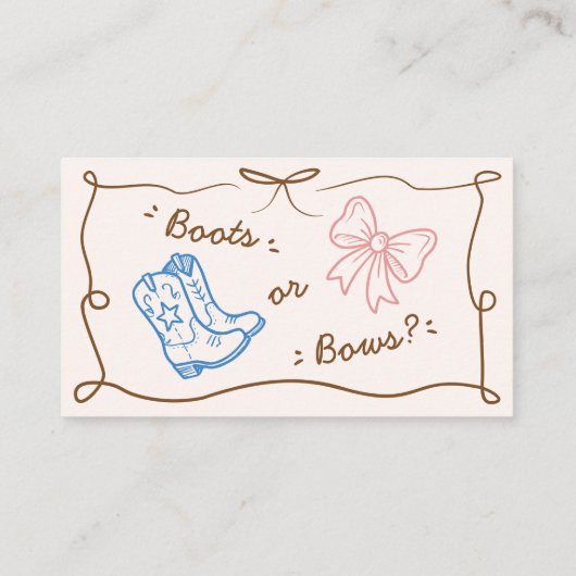 Boots of Bows Geslacht Reveal Luier Raffle Kaart (Achterkant)