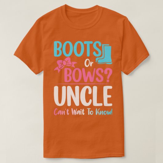 Boots of Bows oom Gender onthullen zwangerschap An T-shirt (Design voorkant)