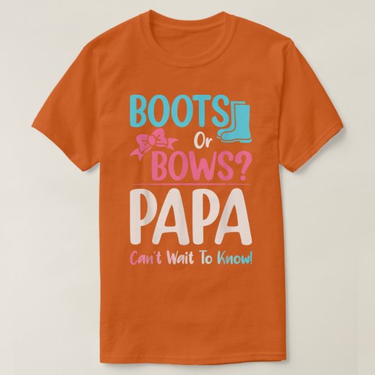 Boots of Bows Papa Gender onthullen Zwangerschap A T-shirt (Design voorkant)