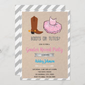 Boots of tutus onthullen uitnodiging voor geslacht (Voorkant / Achterkant)