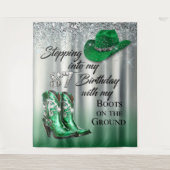 Boots on the Ground birthday backdrop Wandkleed (Voorkant)