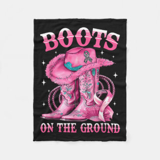 Boots On The Ground Cowgirl Western Breast Cancer  Fleece Deken