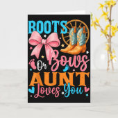 Boots Or Bows Aunt Loves You Gender Reveal Family  Kaart (Gele Bloem)