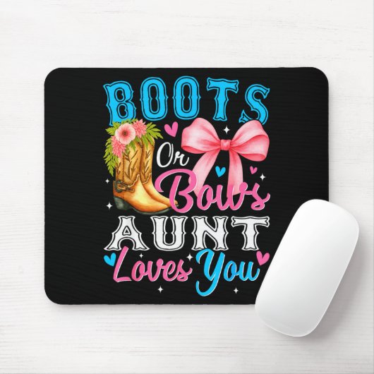 Boots Or Bows Aunt Loves You Gender Reveal Family Muismat (Met muis)