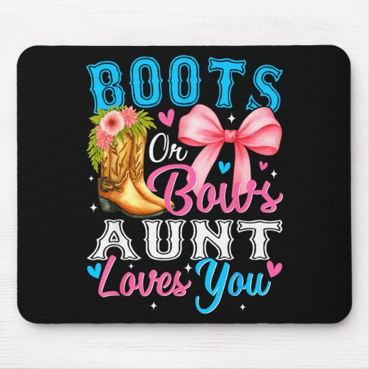 Boots Or Bows Aunt Loves You Gender Reveal Family  Muismat (Voorkant)