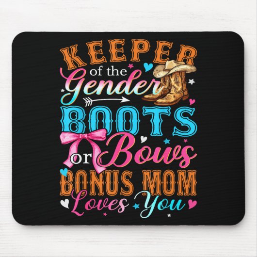 Boots Or Bows Bonus Mom Loves You Gender Reveal Fa Muismat (Voorkant)