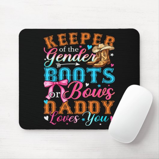 Boots Or Bows Daddy Loves You Gender Reveal Family Muismat (Met muis)