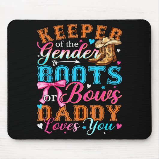 Boots Or Bows Daddy Loves You Gender Reveal Family Muismat (Voorkant)