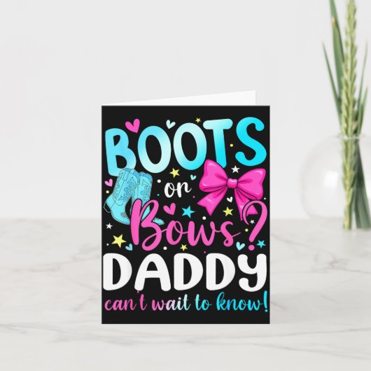 Boots Or Bows Daddy Loves You Gender Reveal Party Kaart (Voorkant)