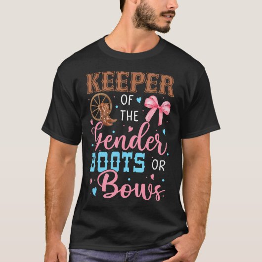 Boots or Bows Funny Keeper van Gender Baby Reveal T-shirt (Voorkant)