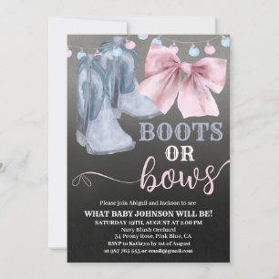 Boots or bows gender onthullen uitnodiging. kaart