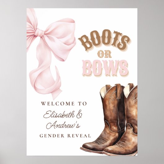 Boots or Bows Gender onthullen Welkome Poster (Voorkant)