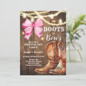 Boots or Bows Gender Release Party Invitation Kaart (Staand voorkant)
