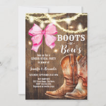 Boots or Bows Gender Release Party Invitation