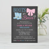 Boots or Bows Gender Reopenbaart het Baby shower v Kaart (Staand voorkant)