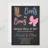 Boots or Bows Gender Reopenbaart het Baby shower v Kaart (Voorkant)