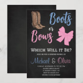 Boots or Bows Gender Reopenbaart het Baby shower v Kaart (Voorkant / Achterkant)