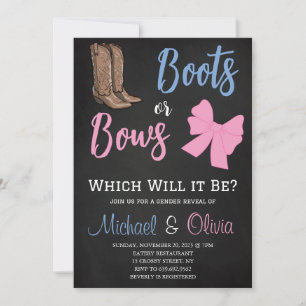 Boots or Bows Gender Reopenbaart het Baby shower v Kaart
