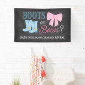 Boots or Bows Gender Reopenbaart Party Baby shower Spandoek (Insitu)