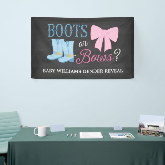 Boots or Bows Gender Reopenbaart Party Baby shower Spandoek (Beurs)