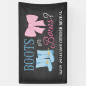 Boots or Bows Gender Reopenbaart Party Baby shower Spandoek (Verticaal)