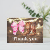 Boots or Bows Gender Reopenbaart Party Hartelijk d Bedankkaart (Staand voorkant)