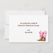 Boots or Bows Gender Reopenbaart Party Hartelijk d Bedankkaart (Achterkant)